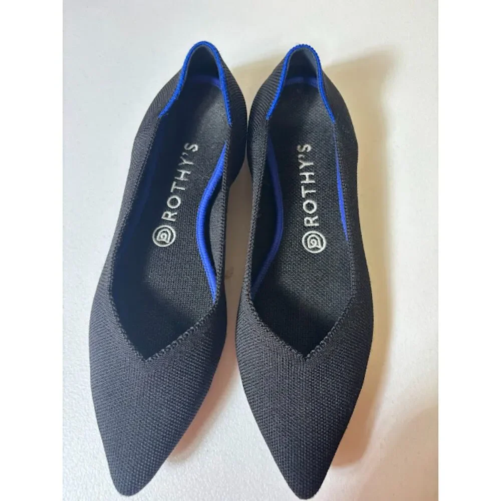 Rothy's The Point Flat Size 9.5 Ballet Shoe Black Washable Closet Staple Minimal